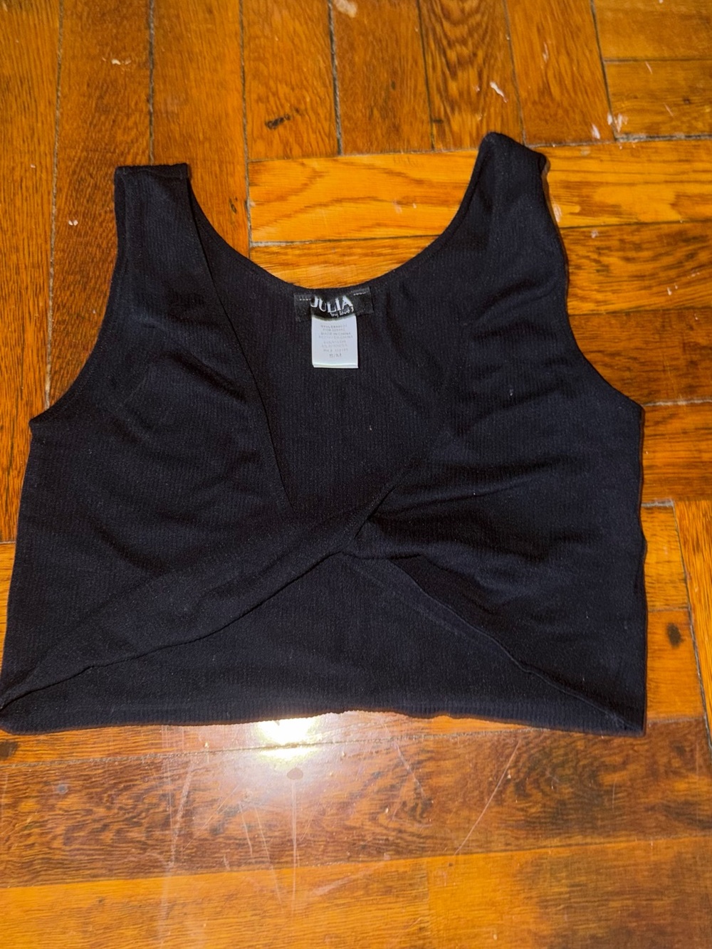 Black Twist-Waist Crop Tank Top by JULIA